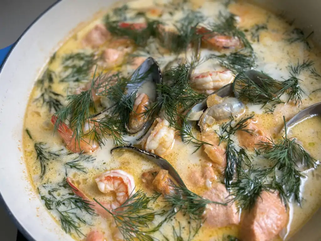 Seafood Stew with Lobster Bisque